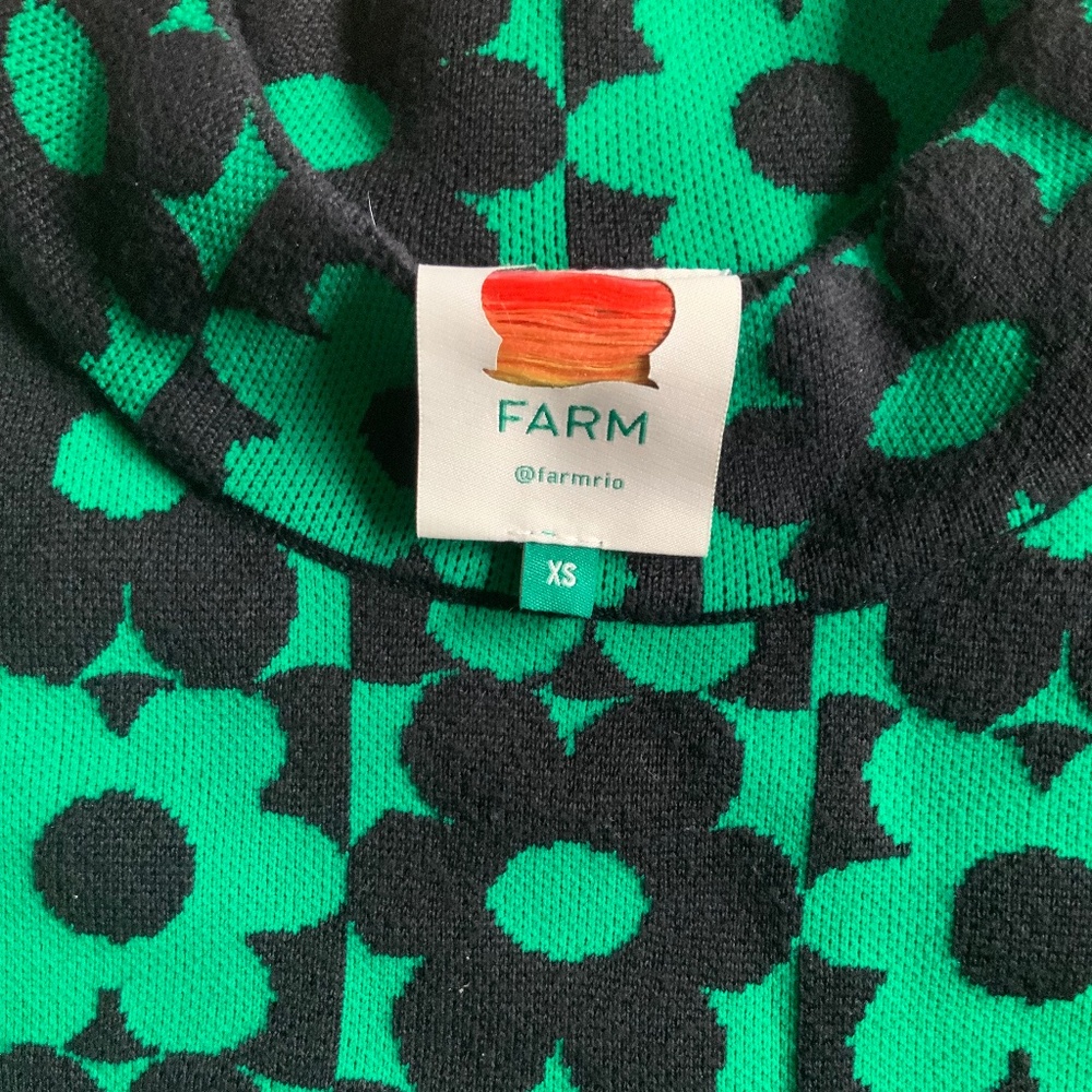 Farm Rio Green Lovedaisy knit Midi Dress - Picture 2 of 6